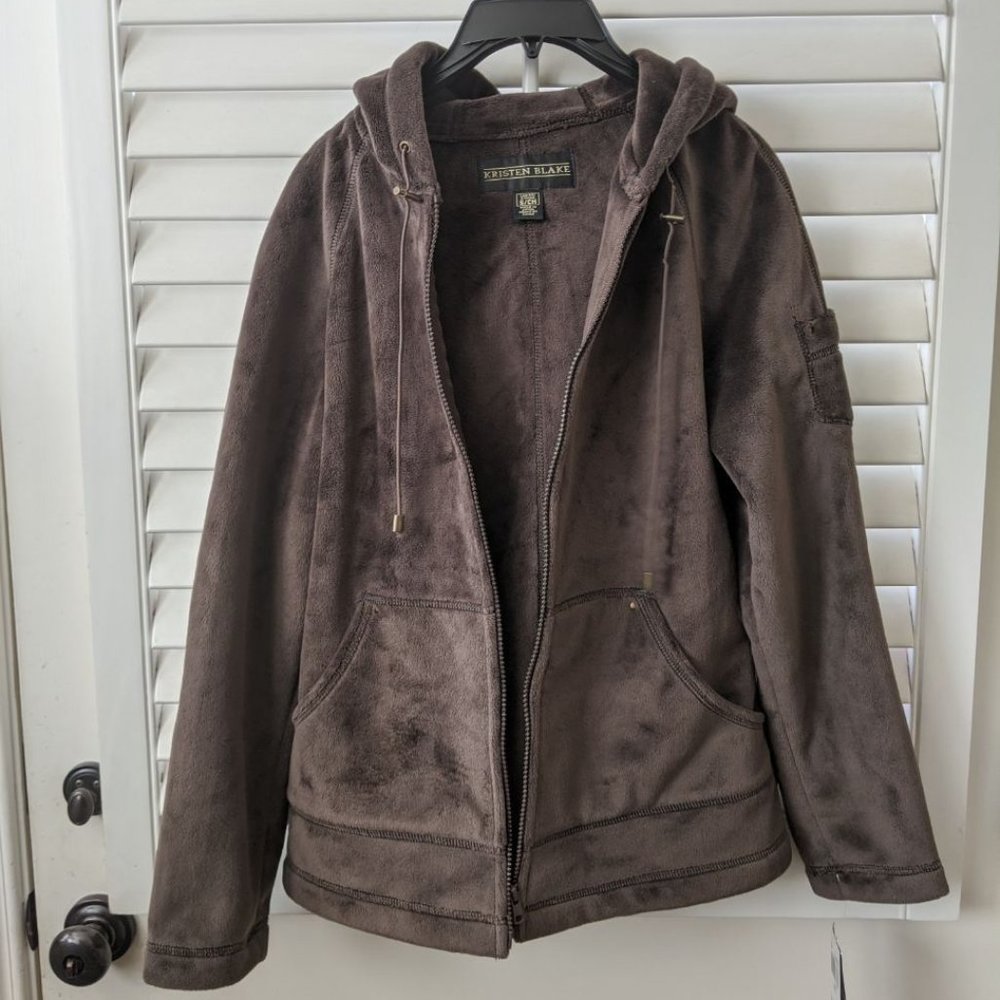 Kristen Blake Brown Plush Zipper Jacket NWT